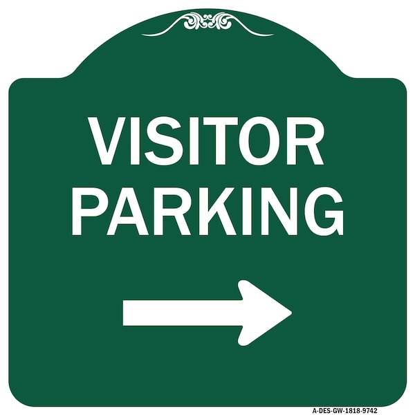 Signmission Visitor Parking With Right Arrow Heavy-Gauge Aluminum Architectural Sign, 18" x 18", GW-1818-9742 A-DES-GW-1818-9742 - main